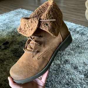 Brown crochet combat/lace up boots